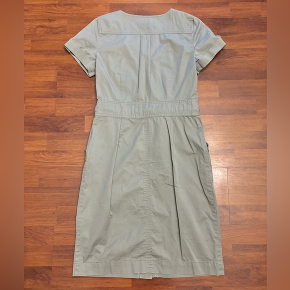 Talbots Safari Button Up Utility Shirt Dress Army Green Belted Stretch Size 6 - Picture 13 of 15